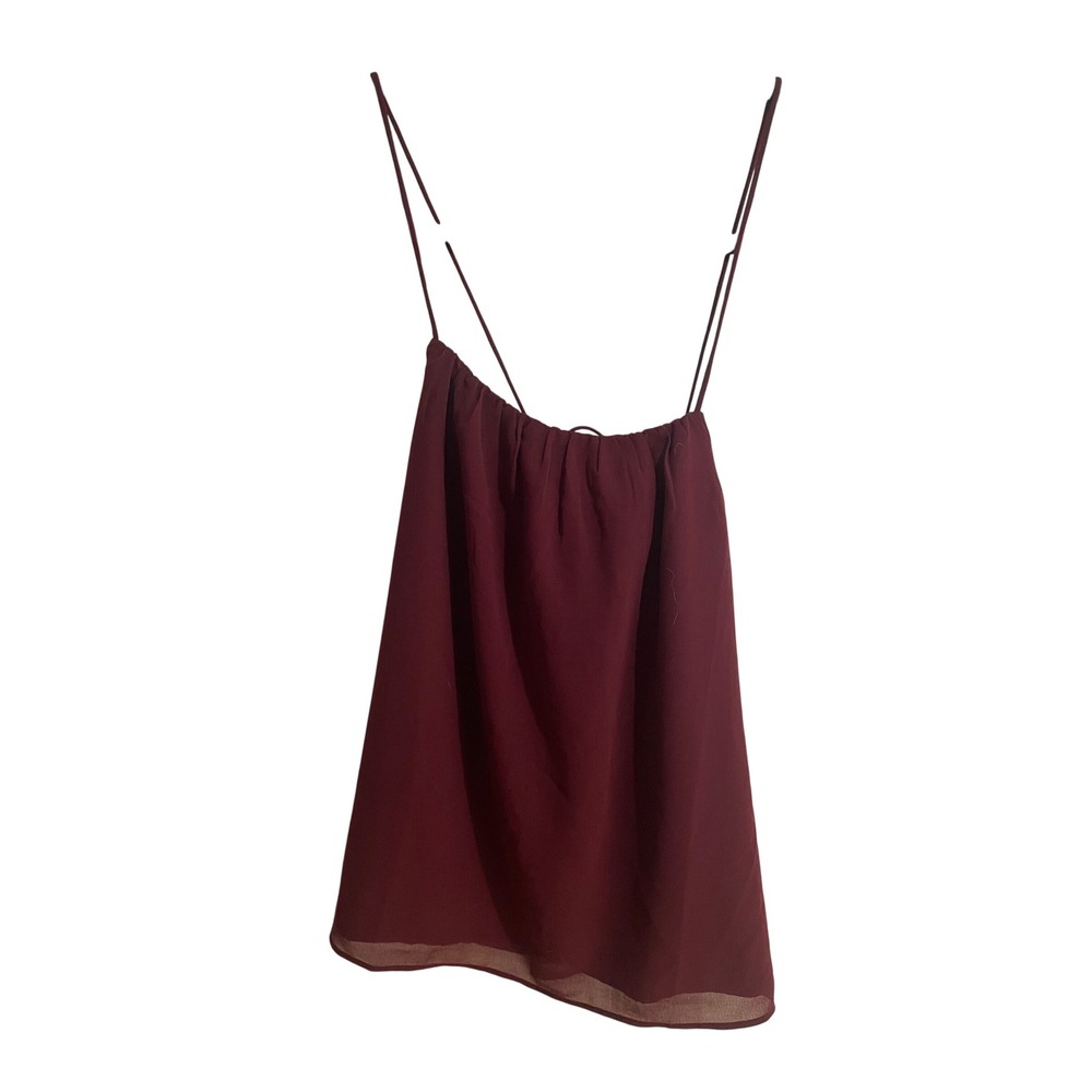 Banana Republic Petites Burgundy Chiffon Camisole Spaghetti Strap Top XS 882092